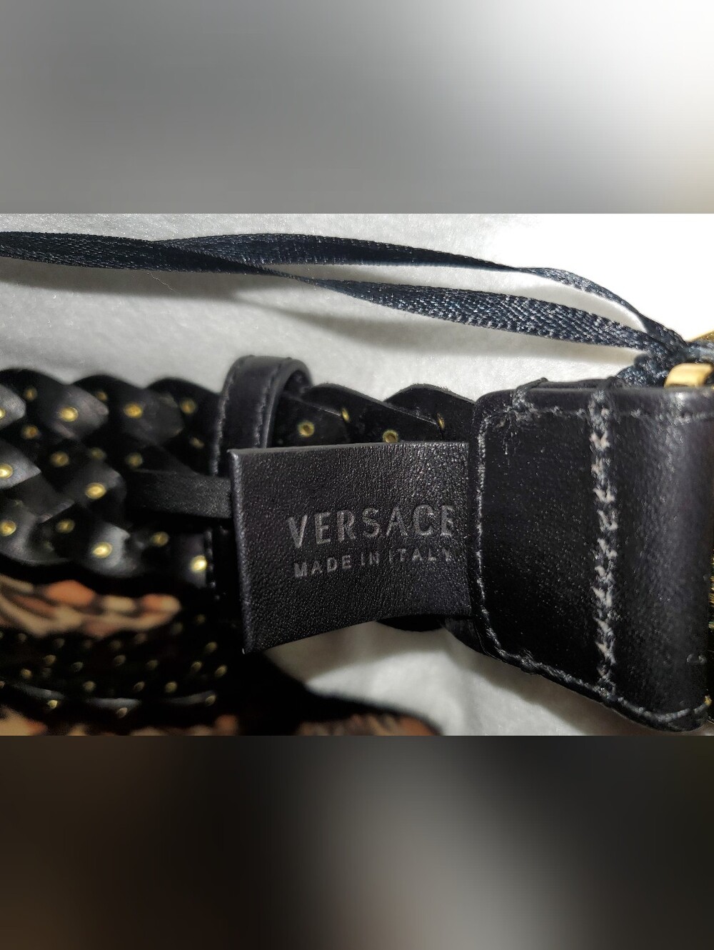 Versace Medusa Medallion Black and Gold Braided Studded Belt. Rare Find 85/34 - Picture 4 of 17